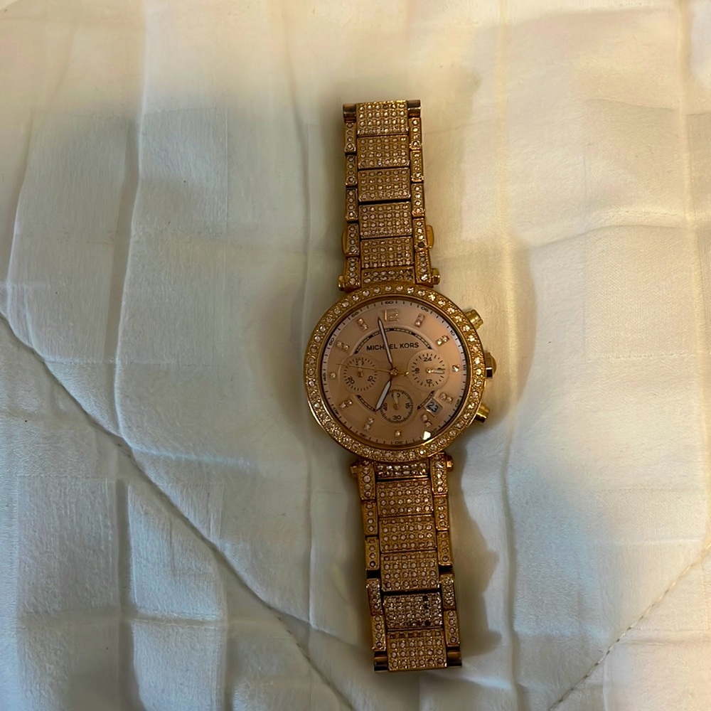 Michael Kors large face rose gold sparkle watch